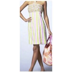 VTG Lilly Pulitzer Y2K BabyDoll Franco Dress 0 Seersucker Hotty Pink Seer Sucker